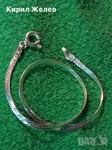 НЕЖНА ЛЕНТОВИДНА МАРКОВА СРЕБЪРНА ГРИВНА СРЕБРО 925 K. C ITALY с БЯЛА ПОЗЛАТА 20965, снимка 17 - Гривни - 49605949