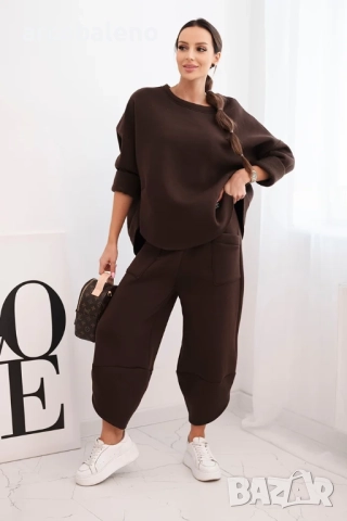 Дамски комплект от по-дебел материал с широки крачоли, 7цвята , снимка 7 - Комплекти - 52187555