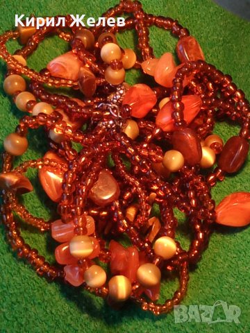 СТАРИННО КОЛИЕ от ХАЛЦЕДОН МЪНИСТА и КОТЕШКО ОКО 14437, снимка 2 - Колиета, медальони, синджири - 29555694