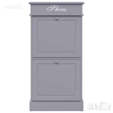 vidaXL Шкаф за обувки, сив, 50x28x98 см, дърво от пауловния, снимка 4 - Шкафове - 56146540
