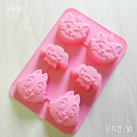 Коте Мари Marie кученце Чип и Дейл дълбок силиконов молд форма калъп гипс сапун шоколад 