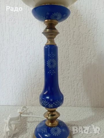 Красива синя порцеланова лампа, снимка 3 - Настолни лампи - 51338160