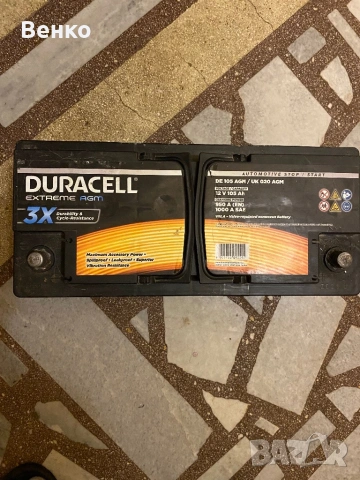 Акумулатор 12 v 105ah Duracell start stop , снимка 2 - Части - 53537350