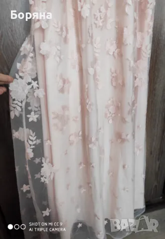 Esprit нова с етикет дълга розова рокля дантела, снимка 12 - Рокли - 49076048