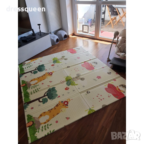 4134 Сгъваемо детско килимче за игра, топлоизолиращо 180x200х1см - модел Животни в самолет и азбука, снимка 13 - Други - 44793278
