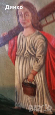  Икона масло върху платно 51-85см. 19век., снимка 16 - Антикварни и старинни предмети - 39800005