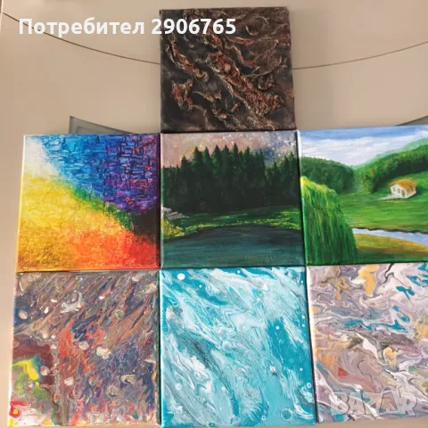 Картина акрил върху платно 25/25см , снимка 11 - Картини - 47804905