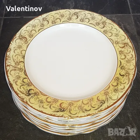 Старинен комплект от 13 фаянсови чинии- Sarreguemines- Франция, снимка 4 - Чинии - 50033510