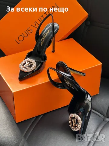 Louis Vuitton Дамски Черни Сандали На Ток Луис Витон Код E210, снимка 2 - Дамски обувки на ток - 50410677
