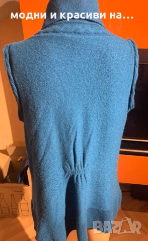 Елек в петролен цвят Adagio, мерино и кашмир, снимка 3 - Елеци - 52913902