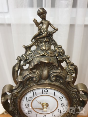 Каминен бронзов часовник, снимка 4 - Антикварни и старинни предмети - 41249206