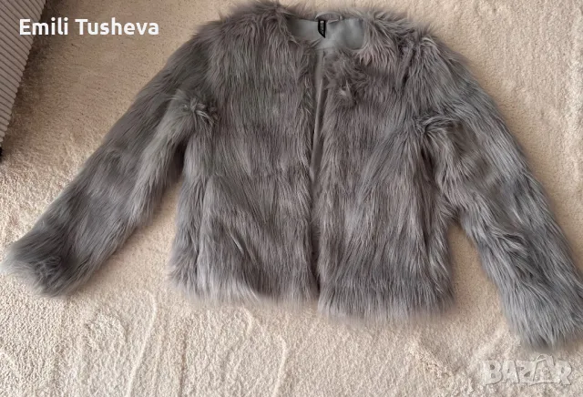 Стилно пухкаво палто в сиво H&M, снимка 3 - Палта, манта - 48841379