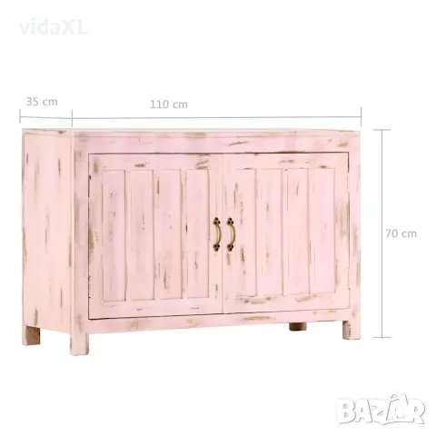 vidaXL Сайдборд, светлорозов, 110x35x70 см, мангово дърво масив, снимка 7 - Бюфети - 56146457