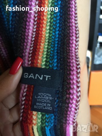 Пъстър шал Gant (вълна), снимка 5 - Шалове - 39336734