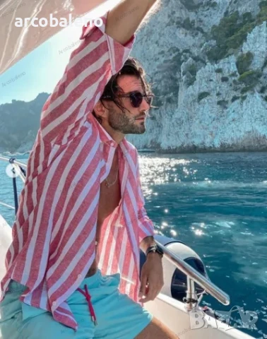 Европейска и американска мъжка ежедневна удобна риза с дълъг ръкав и райета, 2цвята , снимка 3 - Ризи - 50472604