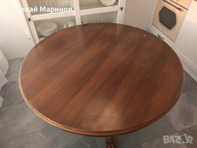 Маса и 4 стола от масивен орех – бароков стил, 1970 г., снимка 4 - Маси - 51332527