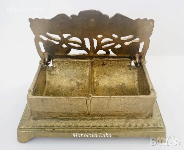 Месингова кутия за пощенски марки в стил Art Nouveau., снимка 2 - Филателия - 48302238