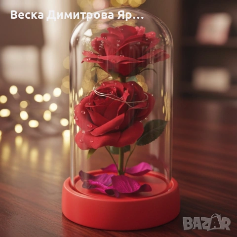 Декоративни рози в прозрачен купол и елегантна опаковка, снимка 2 - Декорация за дома - 53073932