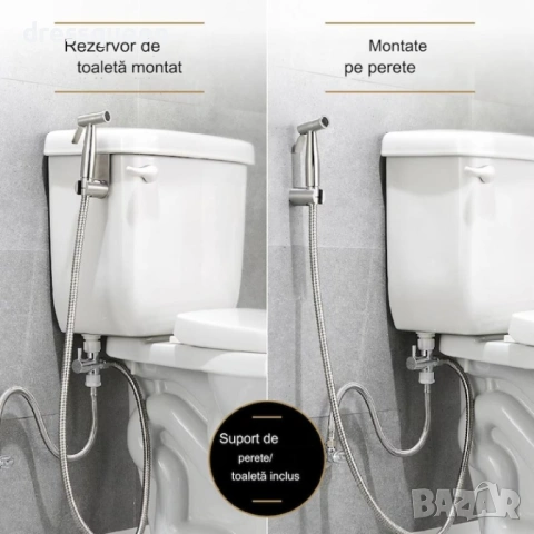 4429 Хигиеничен душ със спирателен кран и гъвкав маркуч Пълен комплект за интимна хигиена, снимка 4 - Други стоки за дома - 53633571