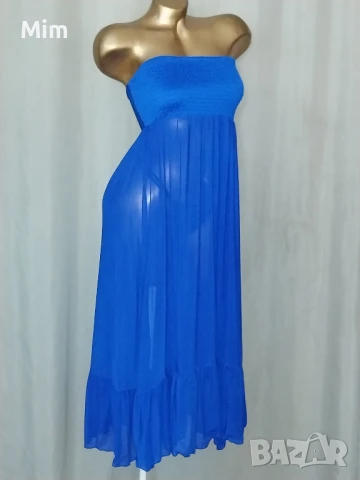 М/2XL Турско синя прозрачна рокля , снимка 3 - Рокли - 51232340