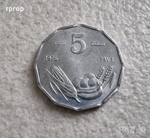 Монета . Сомалия. 5 сенти.  1976 година., снимка 2 - Нумизматика и бонистика - 41480743
