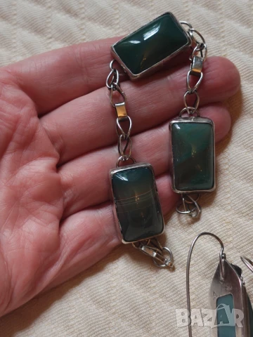 Авторски ретро сребърен лот с натурален ахат 950 НАМАЛЕН , снимка 6 - Бижутерийни комплекти - 49977858