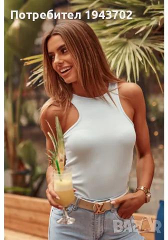 Дамско рипсено боди в син цвят FG606, снимка 4 - Бельо - 48118724