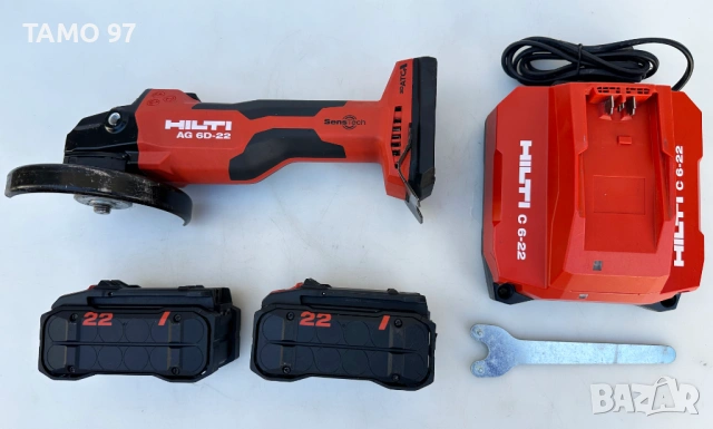 Hilti AG 6D-22 Nuron - Безчетков ъглошлайф с SensTech 2x22V 5.10Ah като нов!, снимка 3 - Ъглошлайфи - 53037283