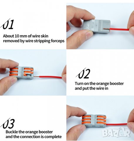 Клеми за свързване на проводници PCT-214 10 боря в пакет, снимка 6 - Други инструменти - 34435026