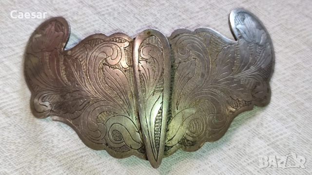 Старинен комплект сребърни пафти и гривна – 84 г, снимка 11 - Антикварни и старинни предмети - 52085155