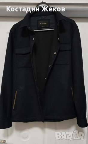 Мъжко връхно яке тип риза (overshirt) в тъмносин цвят. Massimo Dutti. Като ново., снимка 3 - Якета - 53827620