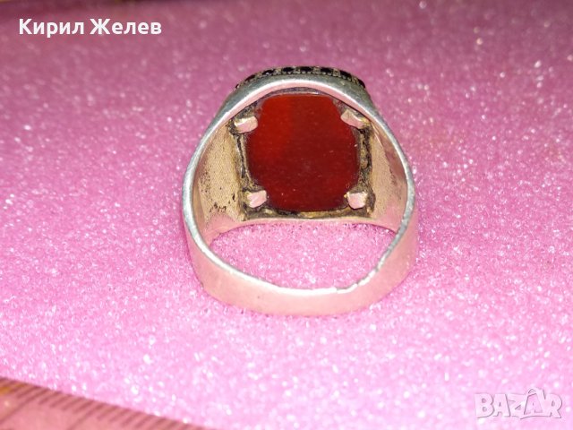 СКЪПОЦЕНЕН ТУРСКИ АРИСТОКРАТИЧЕН СРЕБЪРЕН ПРЪСТЕН СРЕБО 925 с ШЛИФОВАН КАРНЕОЛ СУЛТАНСКА ТУГРА 41968, снимка 14 - Пръстени - 44390755