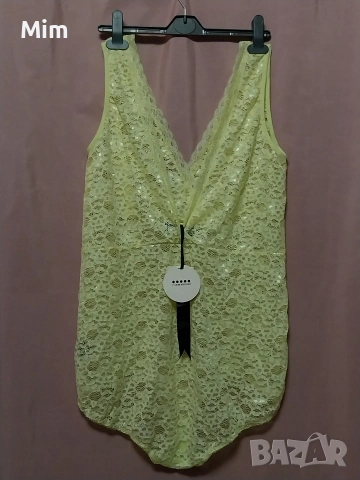  CARMAKOMA 2XL Лимонено жълто, дантелено боди, снимка 4 - Корсети, бюстиета, топове - 53481032