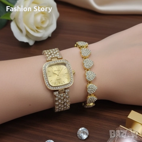 Елегантен дамски часовник с гривна – решение за подарък и ежедневен блясък, снимка 7 - Романтични подаръци - 51935347