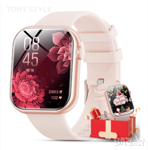 1,85" Модел G28 Дамски Смарт Часовник Нов Розов