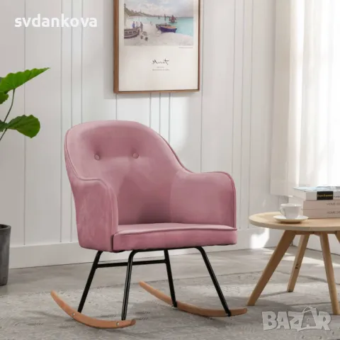 Люлеещ стол, розов, кадифе Код P168, снимка 4 - Столове - 49340650