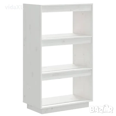 vidaXL Библиотека/разделител за стая, бяла, 60x35x103 см, бор масив