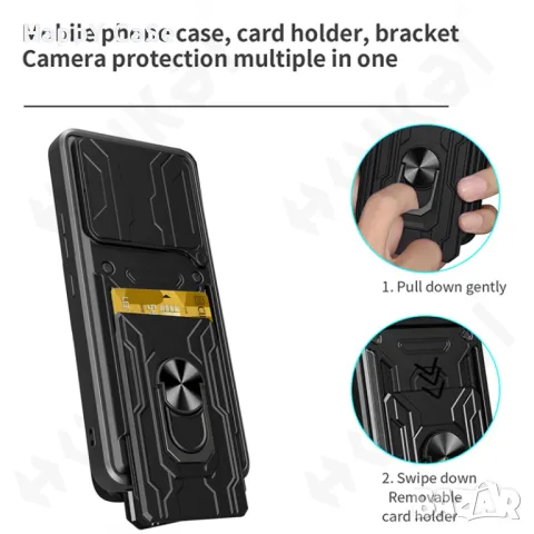 Xiaomi 14T / 14T Pro / RING CARD SLOT Удароустойчив кейс гръб калъф с магнит, снимка 4 - Калъфи, кейсове - 48226858