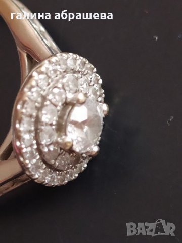 Златен пръстен от бяло злато с диаманти, снимка 5 - Пръстени - 35935383