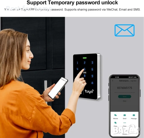 WiFi Tuya RFID клавиатура за контрол на достъпа IP68 водоустойчива двучестотна (САМО КЛАВИАТУРА), снимка 4 - Друга електроника - 53477213