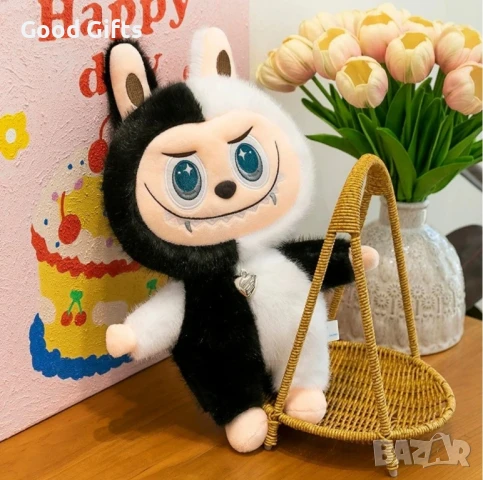 Голямо Лабубу Angel & Devil, 30см Labubu Angel - бяло/черно , снимка 2 - Плюшени играчки - 51143528