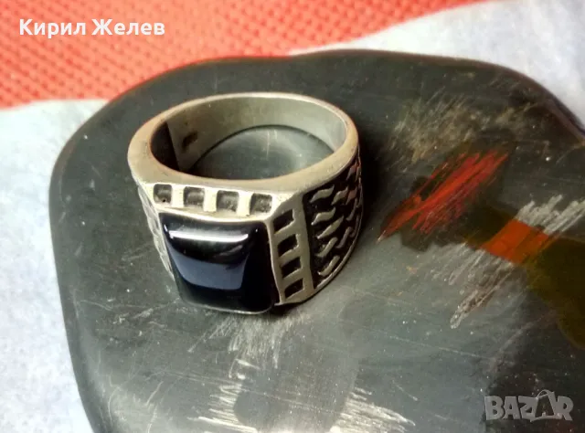 СТИЛНО ОРНАМЕНТИРАН СКЪПОЦЕНЕН СРЕБЪРЕН ПРЪСТЕН ЛАКИРАНО СРЕБРО 925 с ШЛИФОВАН ЧЕРЕН ОНИКС 49305, снимка 9 - Пръстени - 49366063