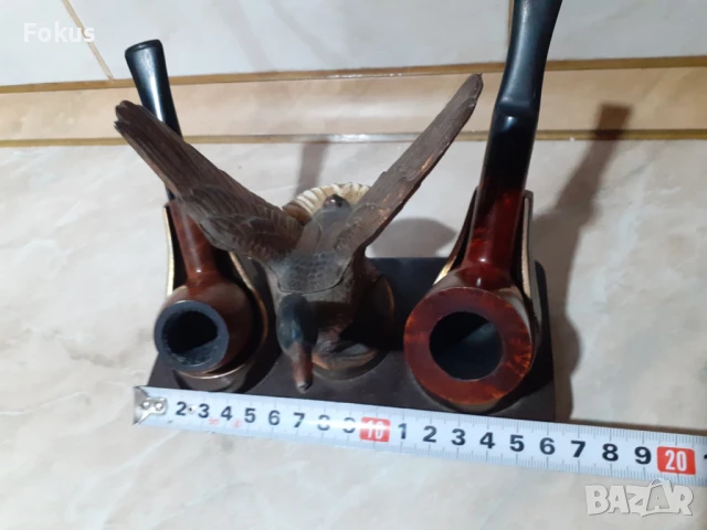 Уникална и невероятна метална поставка за две лули с патица, снимка 7 - Антикварни и старинни предмети - 50978855