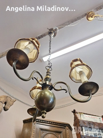 Винтидж полилей месинг , снимка 3 - Полилеи - 53773840
