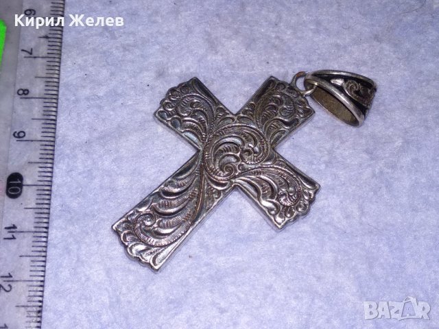 ПОСРЕБРЕН ФЛОРАЛНО ОРНАМЕНТИРАН с НИЕЛО ЕФЕКТ НАГРЪДЕН РЕТРО АРТ КРЪСТ от БЛАГОРОДНА СТОМАНА 37995, снимка 14 - Колиета, медальони, синджири - 41389440