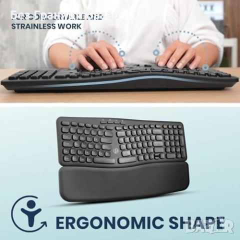 Нова Компактна ергономична клавиатура Perixx с магнитна опора за китки, снимка 2 - Клавиатури и мишки - 53390497