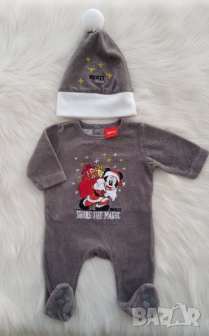 Ромпър Мики Маус с шапка размер 0-3 месеца , снимка 3 - Бебешки гащеризони - 35863658