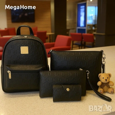 Комплект Дамска Раница, Чанта и Несесер с подарък мече, снимка 10 - Раници - 53493272