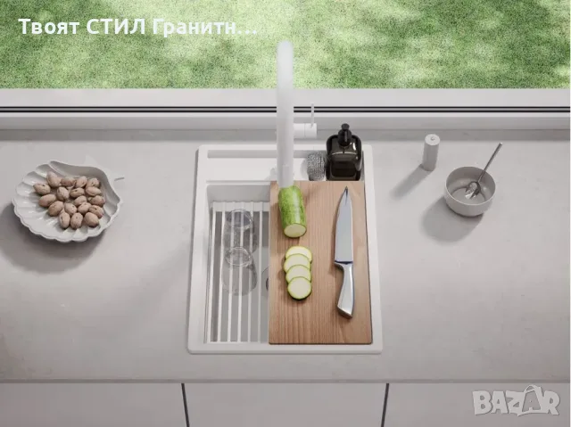 Кухненска Мивка от гранит модел Осло 40 Премиум 380 x 530 мм - бяла