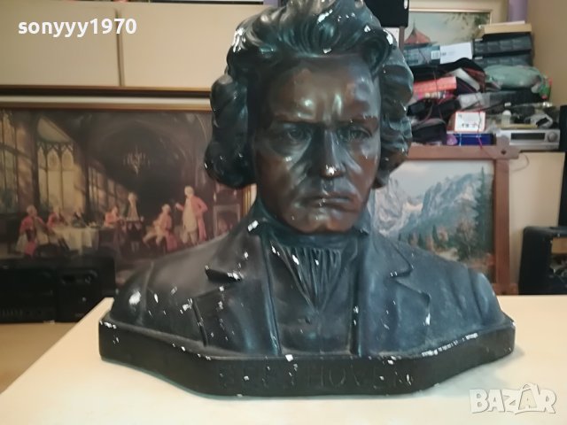 БЕТХОВЕН ГОЛЯМ МАСИВЕН БЮСТ ОТ ГЕРМАНИЯ 1804231514, снимка 3 - Антикварни и старинни предмети - 40401009